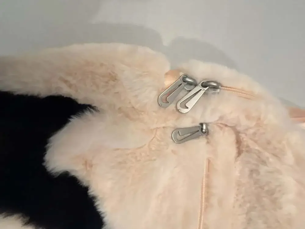 Nike 365 Faux Fur Mini Backpack in Peach/Cream with Black Swoosh